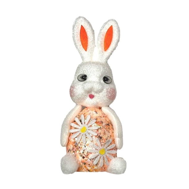 Flores de Primavera Artificiales para la Decoración Conejo de Espuma 14cm Que Sostiene Tulipanes, Flores de Pascua Artificiales para la Decoración Y el Regalo