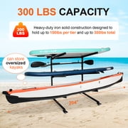 Kayak Stand & Storage Rack,Kayak Storage Rack with Wheels, Indoor & Outdoor Freestanding Storage for 3 Kayak,Easy Transport & Organization
