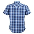 thumbnail image 4 of Coevals Club Mens Pearl Snap Plaid Western Cowboy Button Up Short Sleeve Shirts Blue White 36 X-Large, 4 of 7