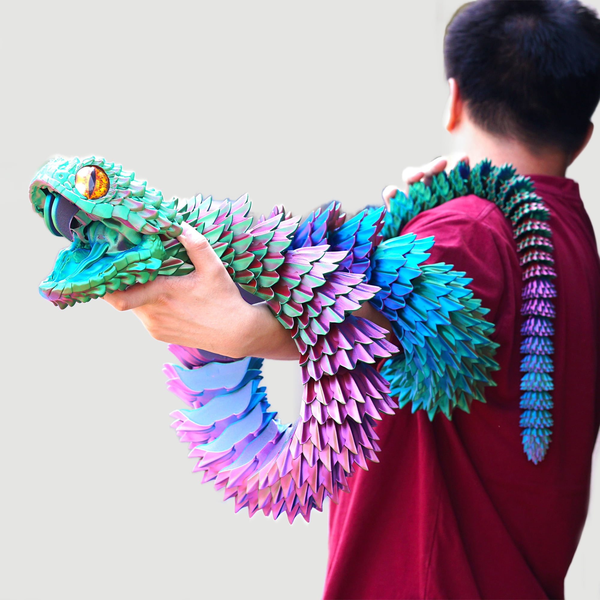 79inch 3D Printed snake,Flexible Joint Animal lacertid Figurines,Realistic Eyes, Home Office Decor,Fidget Toy for Adults Teens Boy Festival Gifts