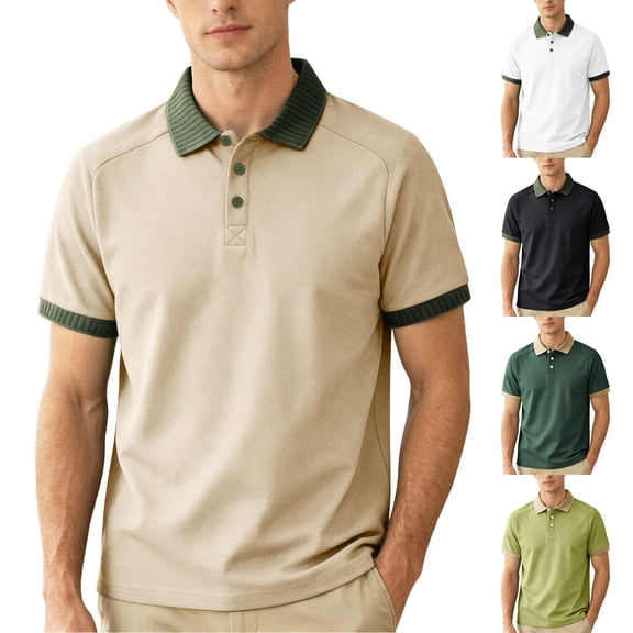 Mens Big & Tall Polo Shirts Short Sleeve Moisture Wicking Casual Athletic Golf Tennis Collared Shirts Size M-4XL Khaki
