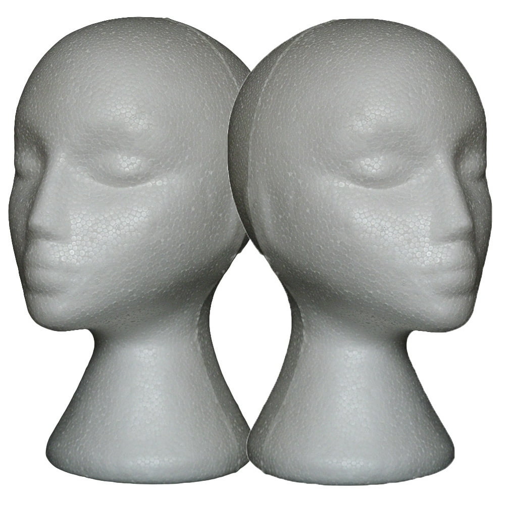 SPRING PARK 2Pcs/Set Styrofoam Wig Head Female Foam Mannequin head