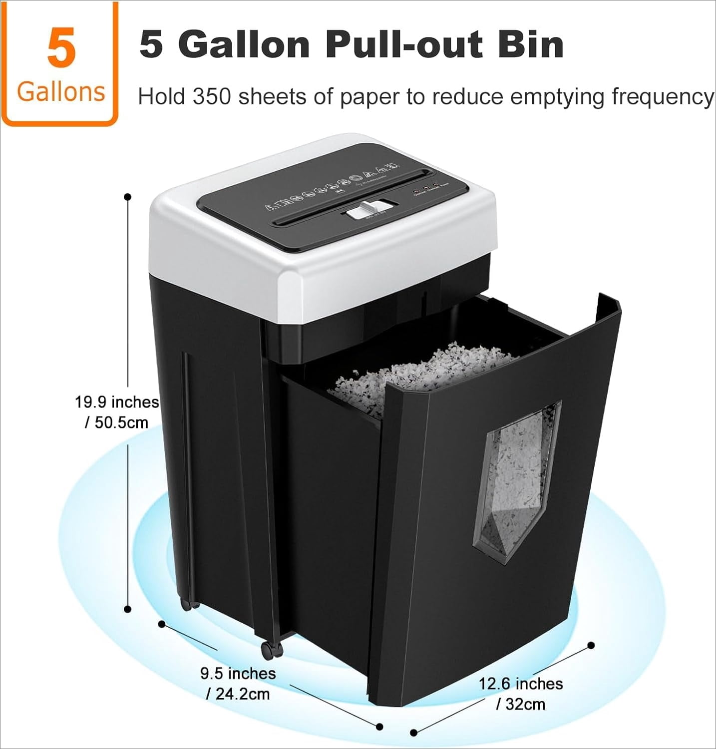 Paper Shredder,15-Sheet Crosscut Shredder with 5  Gallon Bin Shred , P-4 Security Level,Black