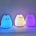 thumbnail image 4 of Gato colorido de Silicona LED Luz de La Noche Recargable Touch Sensor de luz 2 Modos de Niños Lindo Luz Lámpara de Noche Dormitorio, 4 of 4