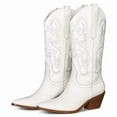 thumbnail image 3 of Mid calf Boots for Women Cowboy Boot Pointed Toe Boots Embroidered Slip On Western Chunky Heels Fashionable Trendy Party Outdoor Cowgirl Booties, 3 of 5