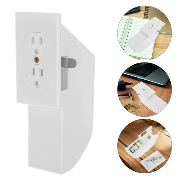 LULULION Multifunctional White Fake Socket Key Box with Hidden Wall Outlet Safe for Home