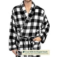 thumbnail image 3 of PAVILIA Mens Robe, Soft Plaid Robe for Men, Fleece Warm Long Bathrobe for Bath Shower Spa with Shawl Collar and Pockets, Plush Microfiber - Buffalo Check White, 3 of 7