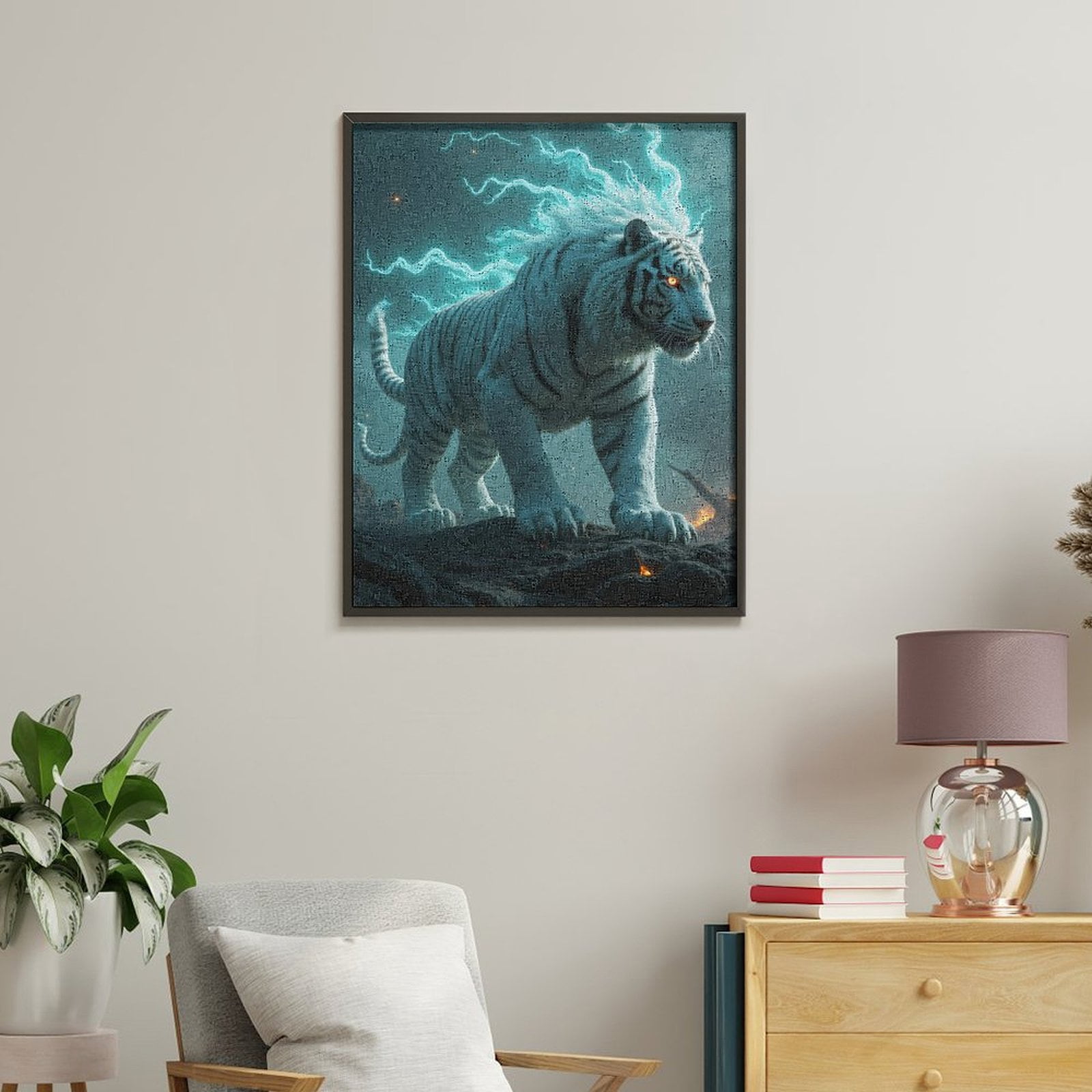 Paint By Numbers Kit for Adults Beginner - White Tiger Aura DIY Canvas Painting Kits for Adults, Frameless Paint By Number for Adults for Home Wall Decor 16x20 Inch