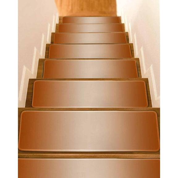 Burnt Orange Ombre Stair Treads for Wooden Steps Indoor Runner Rug Carpet, Modern Gradient Abstract Art 7 Pieces Peel and Stick Staircase Step Treads Covers Washable Throw Door Mats, 30"x8"