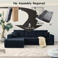 thumbnail image 5 of 101" 3 Seater Corduroy Sectional Sofa with Chaise, L-Shaped Modular Couch for Living Room, No Assembly,Black, 5 of 9