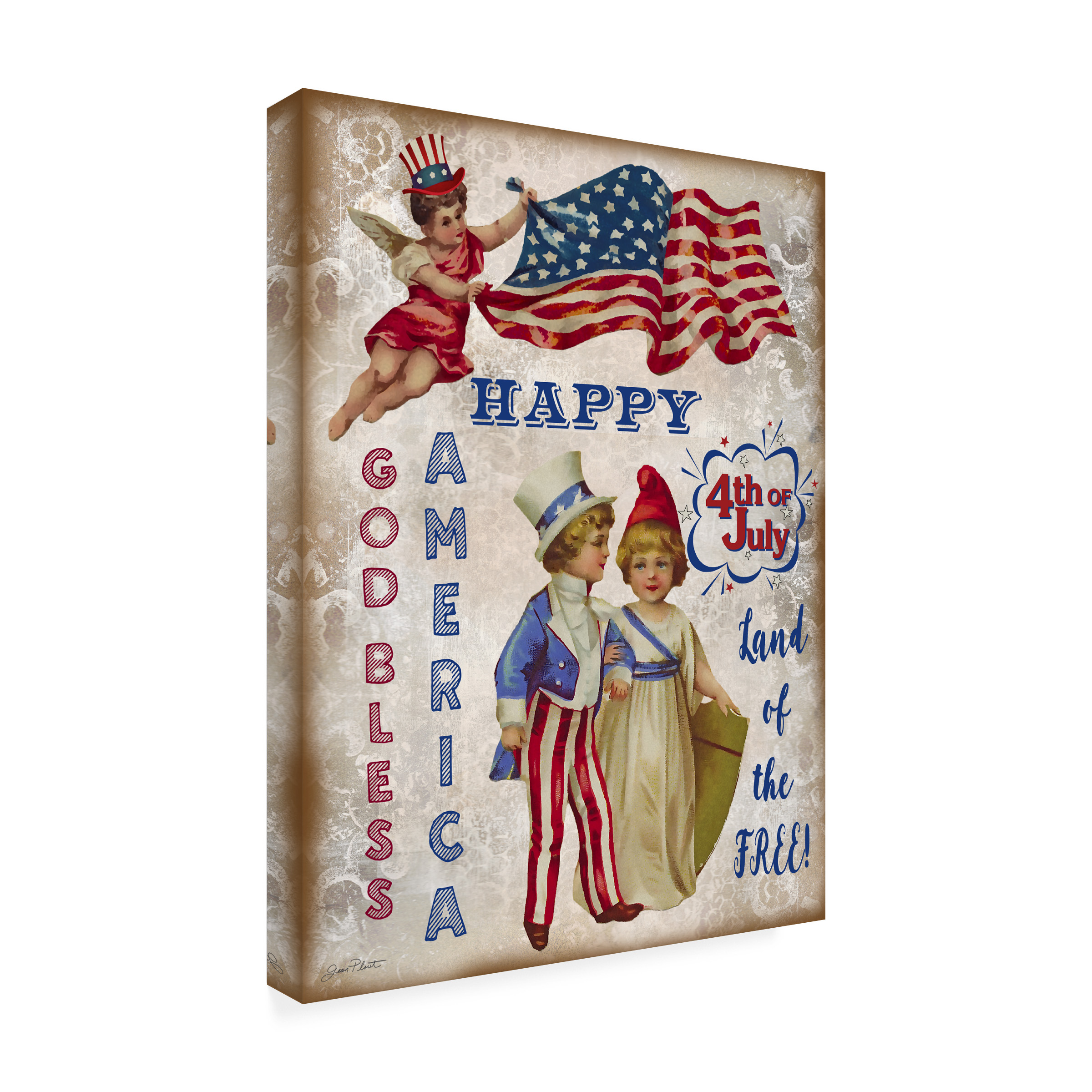 Trademark Fine Art 'Retro Patriotic 3' Canvas Art by Jean Plout