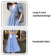 thumbnail image 3 of Vestido de primavera para mujer 2023, manga corta, único, cruzado, informal, midi, vestidos de sol, mangas abullonadas, vestidos de verano de manga corta para mujer, 3 of 8