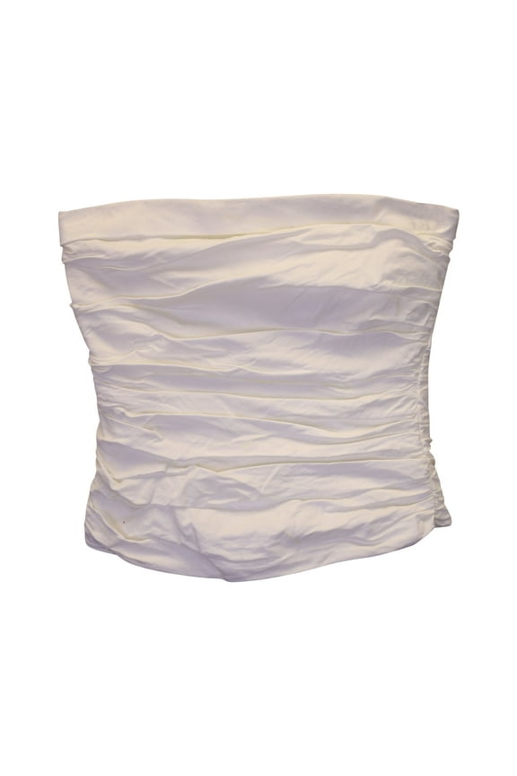 Pre-Owned Reformation Gathered Strapless Top in White Cotton