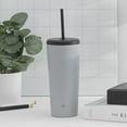 thumbnail image 4 of JoyJolt Vacuum Insulated Tumbler with Flip Lid and Straw - 24 oz - Grey, 4 of 6
