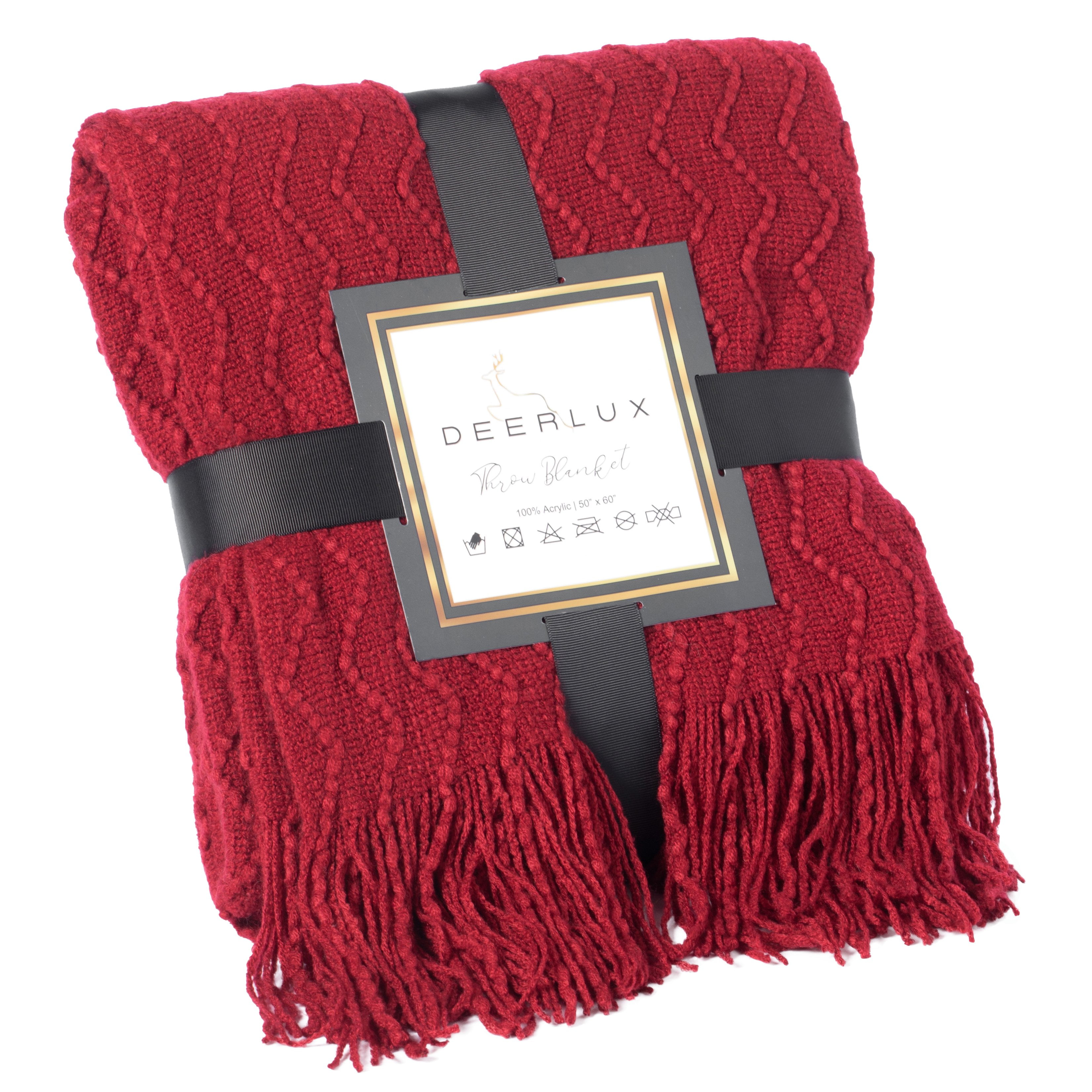 Decorative Throw Blanket 50x60in Soft Knit with Delightful Fringe