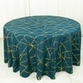 Efavormart 120" Peacock Teal Round Polyester Tablecloth With Gold Foil ...