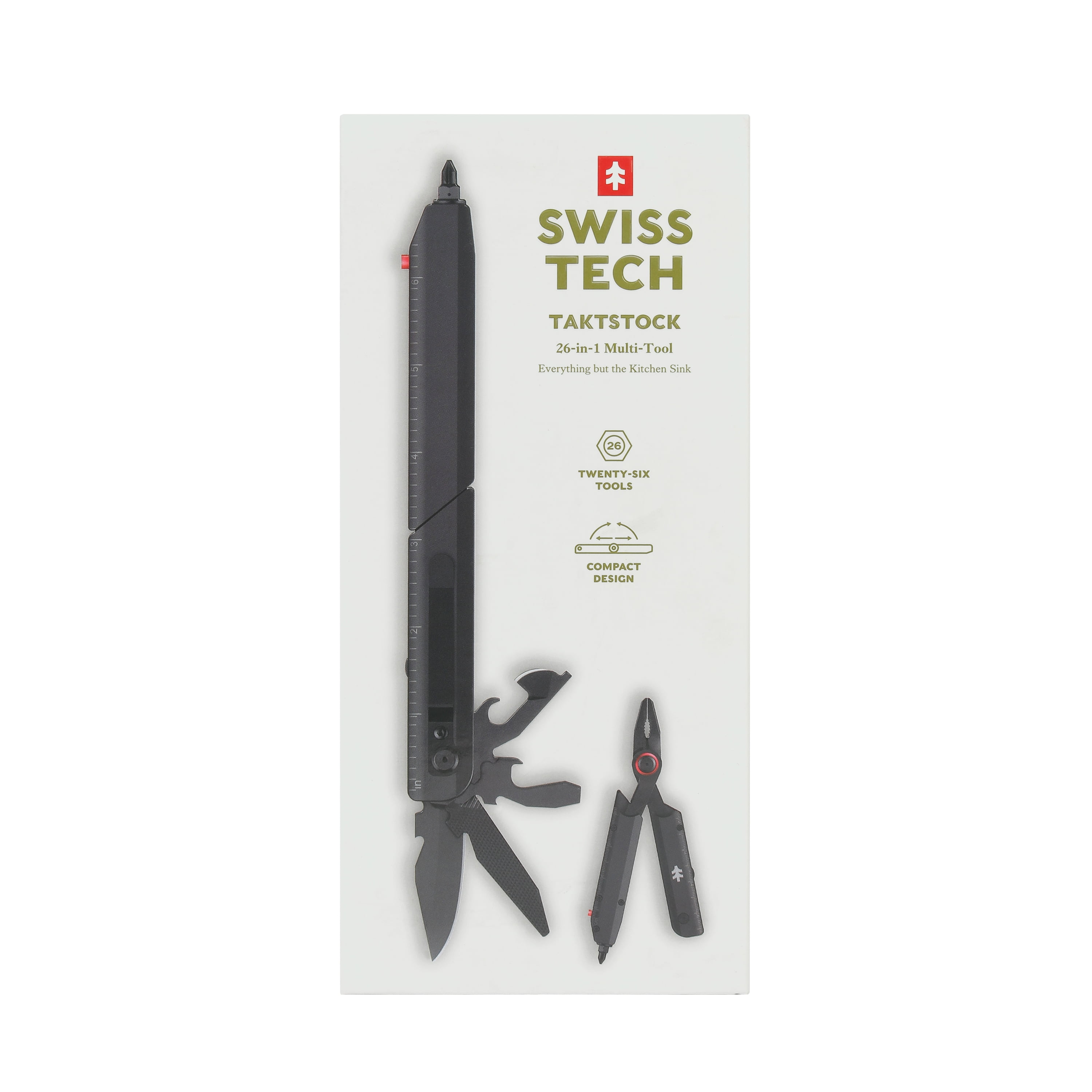 Swiss Tech Taktstock AUS-8 Steel Blade 26-in-1 Folding Multitool