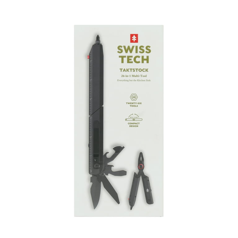 Swiss Tech Taktstock AUS-8 Steel Blade 26-in-1 Folding Multitool