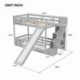 thumbnail image 5 of Bellemave Twin Over Twin Bunk Bed with Slide and Storage Staircase, Solid Wooden Floor Bunk Beds with LED Lights, Guardrails and Door, Maximize Space（Gray), 5 of 9