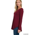 thumbnail image 3 of Zenana Women's Relaxed Fit Long Sleeve V-Neck Round Hem Jersey Tee Shirt Top, 3 of 4