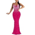 thumbnail image 1 of Gibobby Vestidos largos de fiesta Sexy Hot Drill Nail Beads Vestido con tirantes para mujer Mujer(RD2,G), 1 of 5