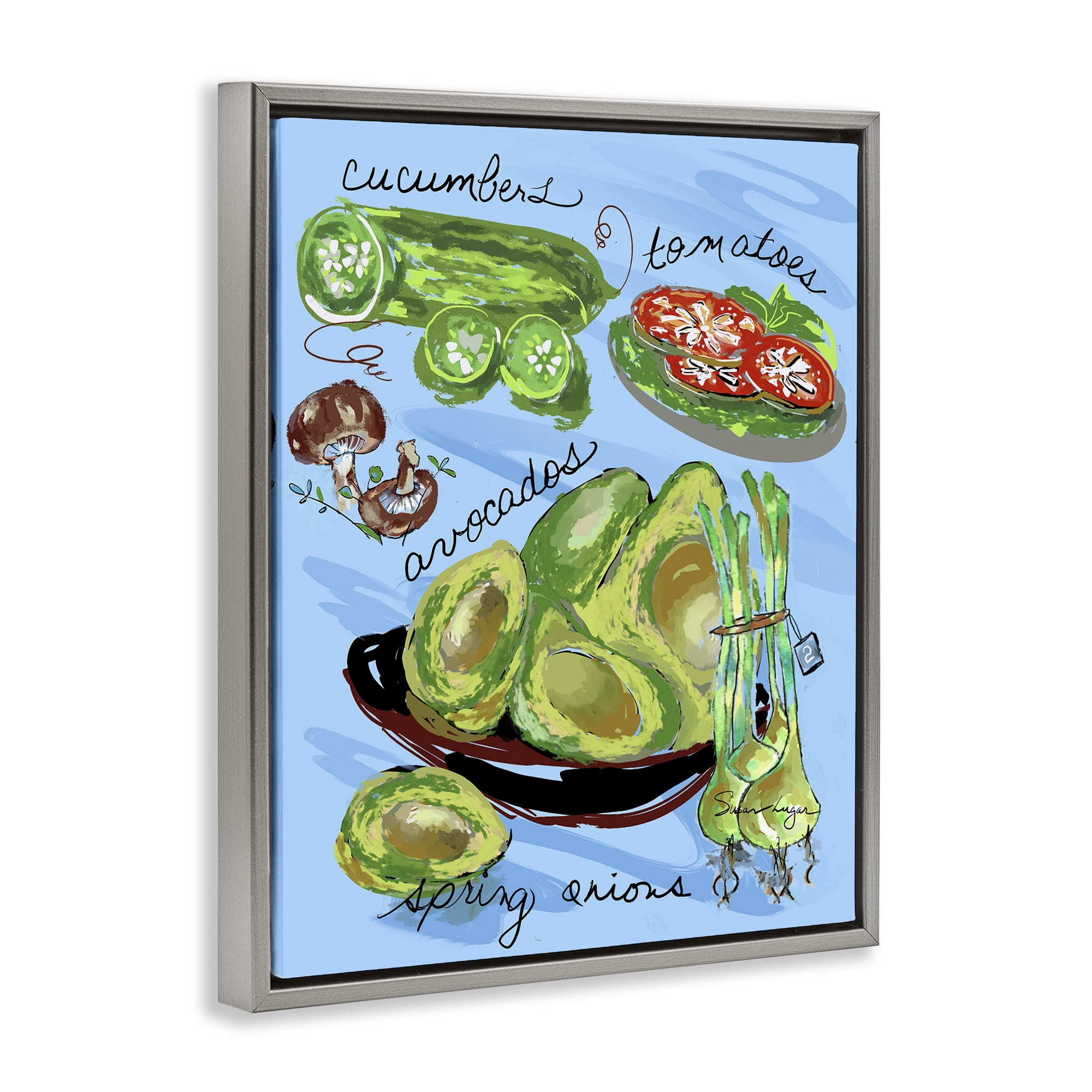 Stupell Industries Fresh Produce Collection Gray Framed Floater Canvas Wall Art, design by Susan Lugar