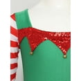 thumbnail image 5 of Aislor Girl Christmas Candy Cane Dance Dress Long Sleeve Ballet Gymnastics Tutu Dress Sequins Santa Green 12, 5 of 7