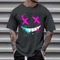 thumbnail image 2 of XIAONU Men's Graffiti X Eyes Smile Print T-Shirt Short Sleeve Crew Neck Splatter Graphic Pullover Top Streetwear Casual Daily Shirts, 2 of 4