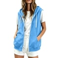 thumbnail image 4 of JOANKDMI Women Sleeveless Jacket Hoodie Full Zip Vest Casual Summer Fall Sweatshirt Activewear with Pockets Drawstring Lightweight Workout Sports Athletic Tops, 4 of 8