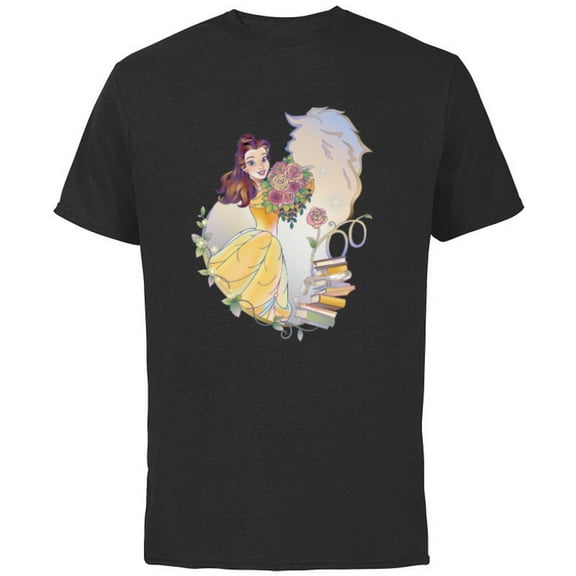 Disney 100 Platinum Princess Collection Belle D100 - Short Sleeve Cotton T-Shirt for Adults - Customized-Black