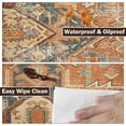 thumbnail image 4 of Boho Round Fitted Tablecloth with Elastic Edge,Water-Resistant Picnic Vintage Orange Carpet Distressed Table Cover for 45"-52" Found Tables Rust Dull Teal tapestry Table Cloth for Dinner,Outdoor,Patio, 4 of 6