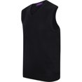thumbnail image 4 of Henbury - Jersey sin mangas punto fino cuello pico Modelo 12 Gauge hombre caballero (Negro), 4 of 4
