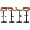 thumbnail image 6 of Guyou Modern Swivel Leather Bar Stools Set of 2, Adjustable Height Kitchen Island Chairs with Hollow Back, Coffee, 6 of 13