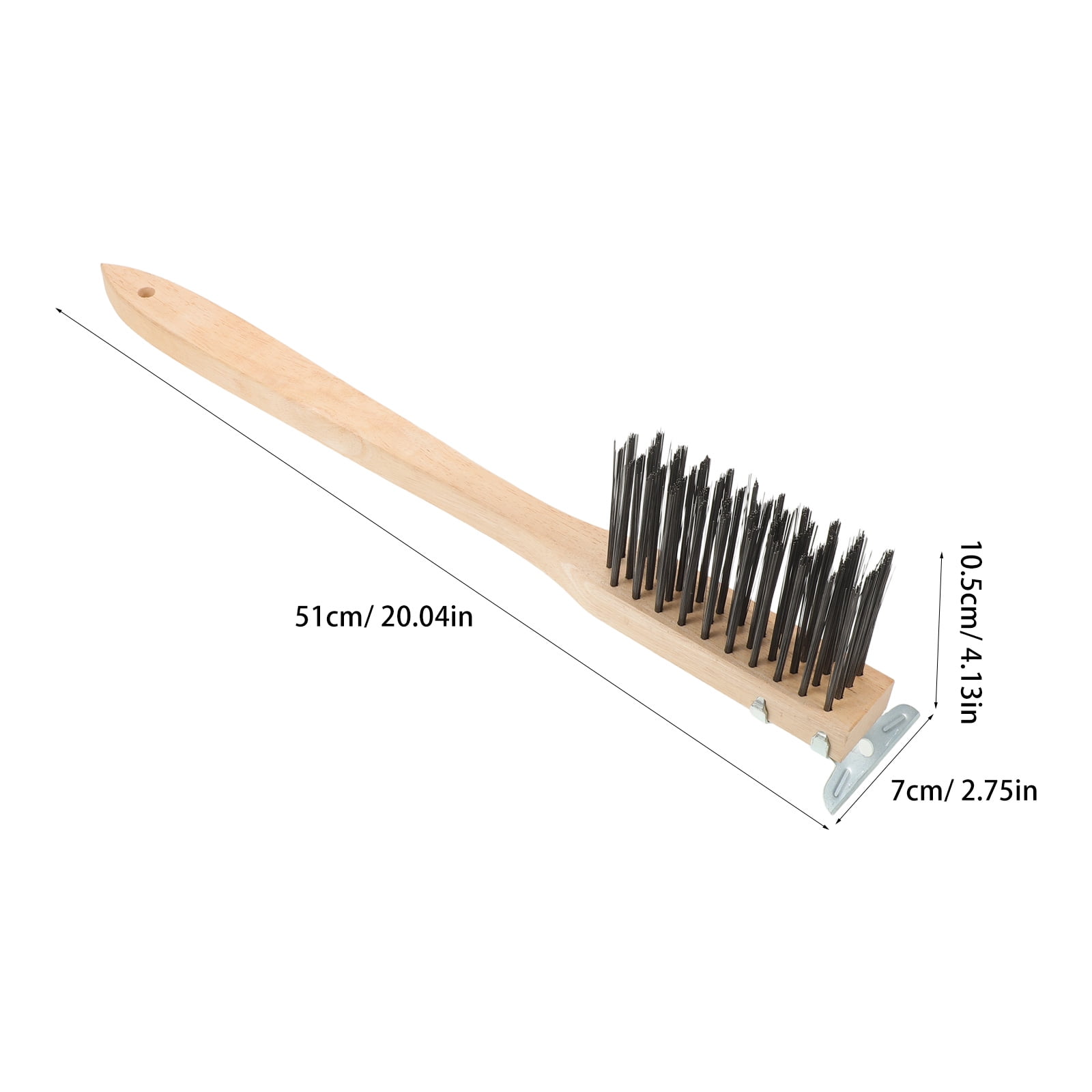 OUNONA Pizza Oven Brush with Beige Wood Handle and Copper Wire Bristles for Easy Grease Removal and Deep Cleaning
