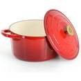 thumbnail image 2 of Crockpot Artisan 6 Quart Enameled Cast Iron Dutch Oven in Gradient Red with Gold Handle, 2 of 7