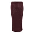 thumbnail image 6 of Women's Sequin Bodycon Pencil Skirt, High Slit with Zipper Detail, Glamorous Midi Skirt for Evening Parties or Night Out, Wine - XL, 6 of 7