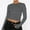 Gray, variant on Womens Long Sleeve T Shirts Basic Scoop Neck Crop Tops Casual Slim Fitted Clothes Thermal Tee