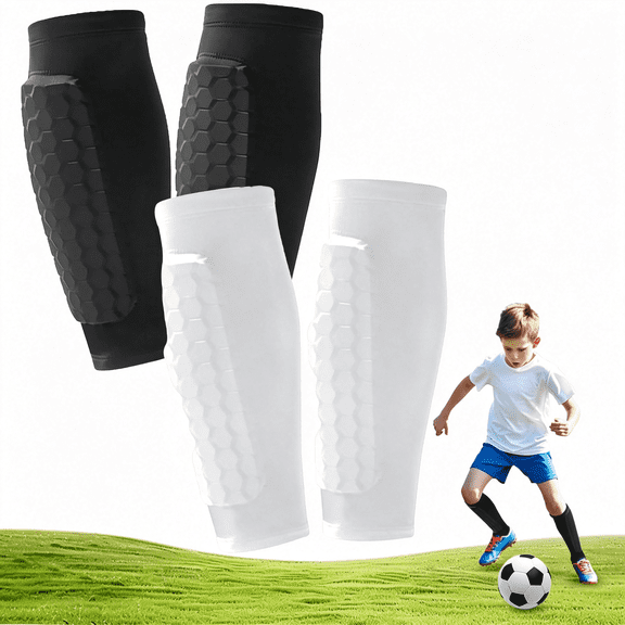 HIBIBUD 2 Pairs Soccer Shin Guards, Shin Guards Kids Youth Adult Calf Compression Sleeve with Honeycomb Pads, for Football
