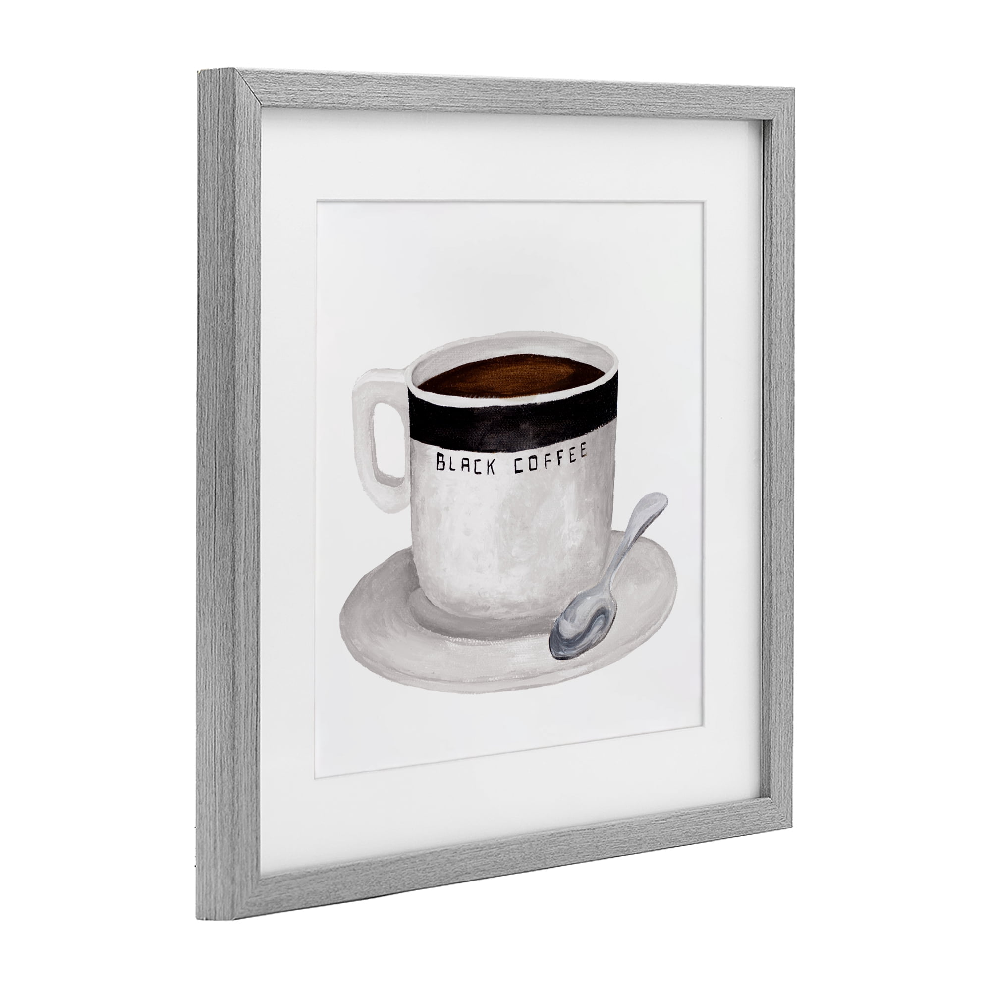 Stupell Industries Black Coffee Mug Gray Framed Print Under Glass, design by Elizabeth Medley