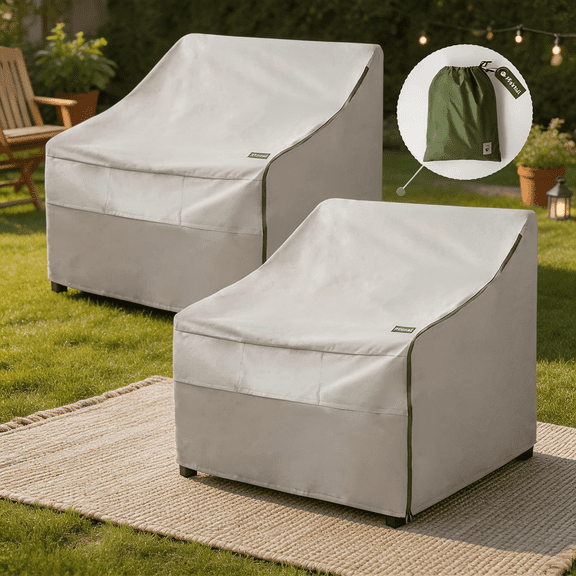 2Pcs Heavy Duty Chair Covers Waterproof UV Resistant, All Weather Protection for Patio Garden Furniture 30''Wx37''Dx31''H