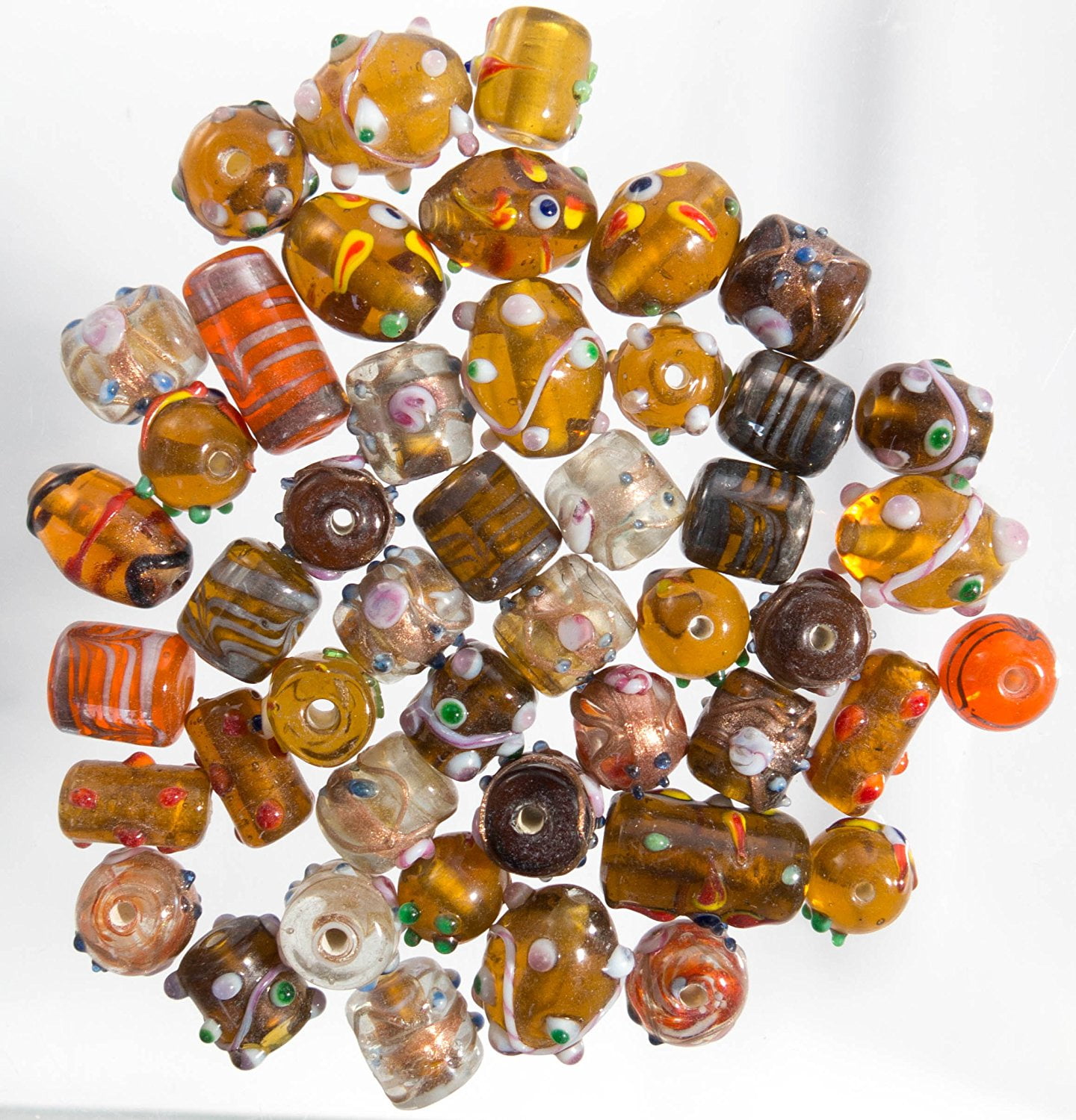 Glass Beads for Jewelry Making for Adults 60-80 Pieces Lampwork Murano