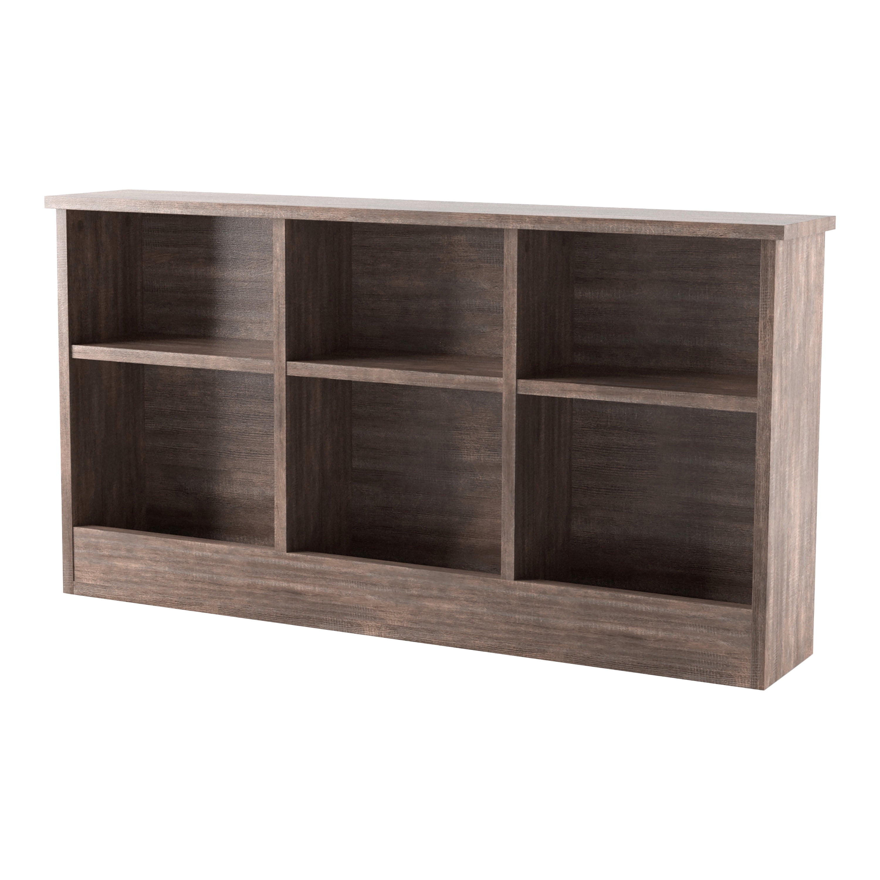 Uster 6-Shelf Wood Twin Bookcase Headboard, Walnut Oak