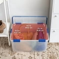 thumbnail image 3 of WeatherPro 60 Qt Storage Bins with Lids, 3 Pack, BPA-Free Plastic Gasket Box with Tight Latch and Seal, Stackable Nestable Tote Tub - Clear/Blue, 3 of 8