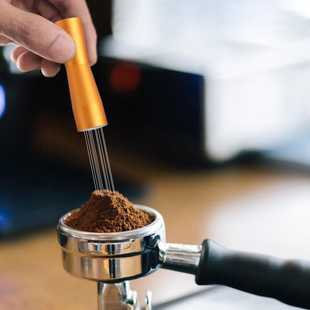 Tamper de café Sunnimix Manipulación de café con Bolígrafo de arte de café oro