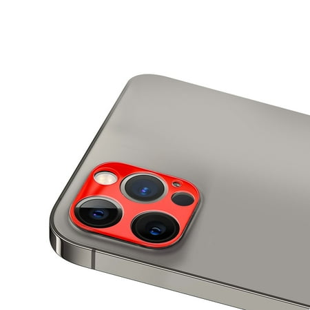 For iPhone 12 Pro (Camera Punch) Camera Lens Colored Edge Tempered(2.5D) - Red