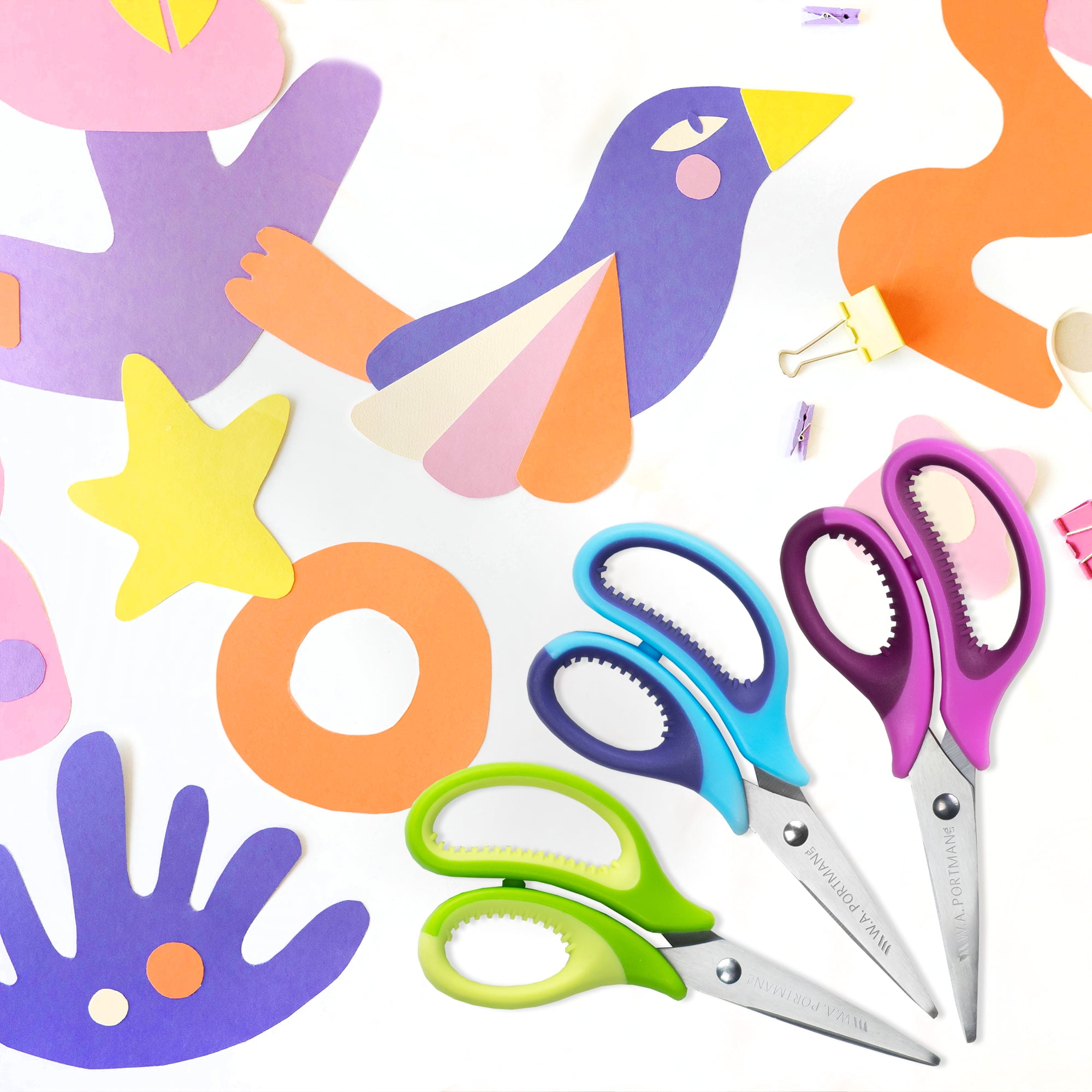 WA Portman Kids Scissors, Pointed Tip, 6 Pack of Scissors