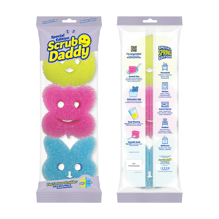 Scrub Daddy New Spring Special Edition Sponges, Yellow Chicken, Pink  Butterfly, Blue Bunny, 3 Count
