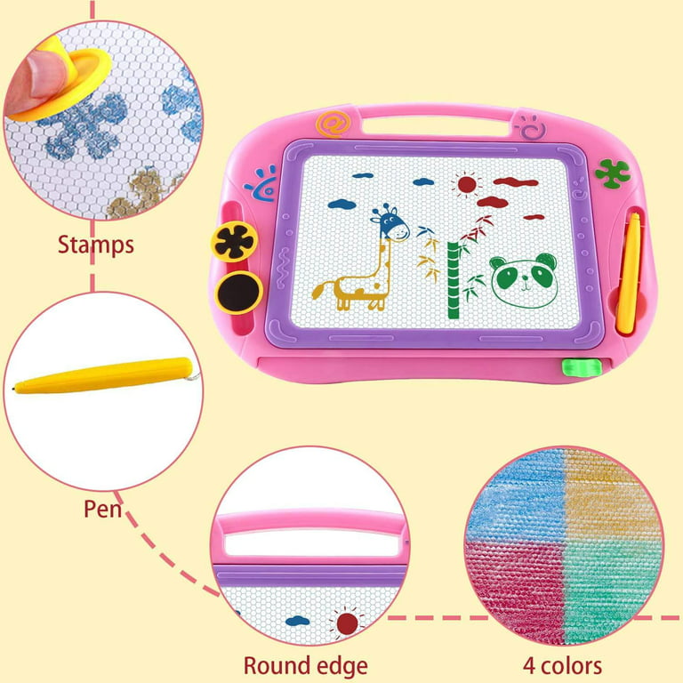 Fly2sky Magnetic Drawing Board Kids Drawing Doodle Board Travel Size Toddler Toys Sketch Writing Colorful Erasable Sketching Pad Holiday Birthday