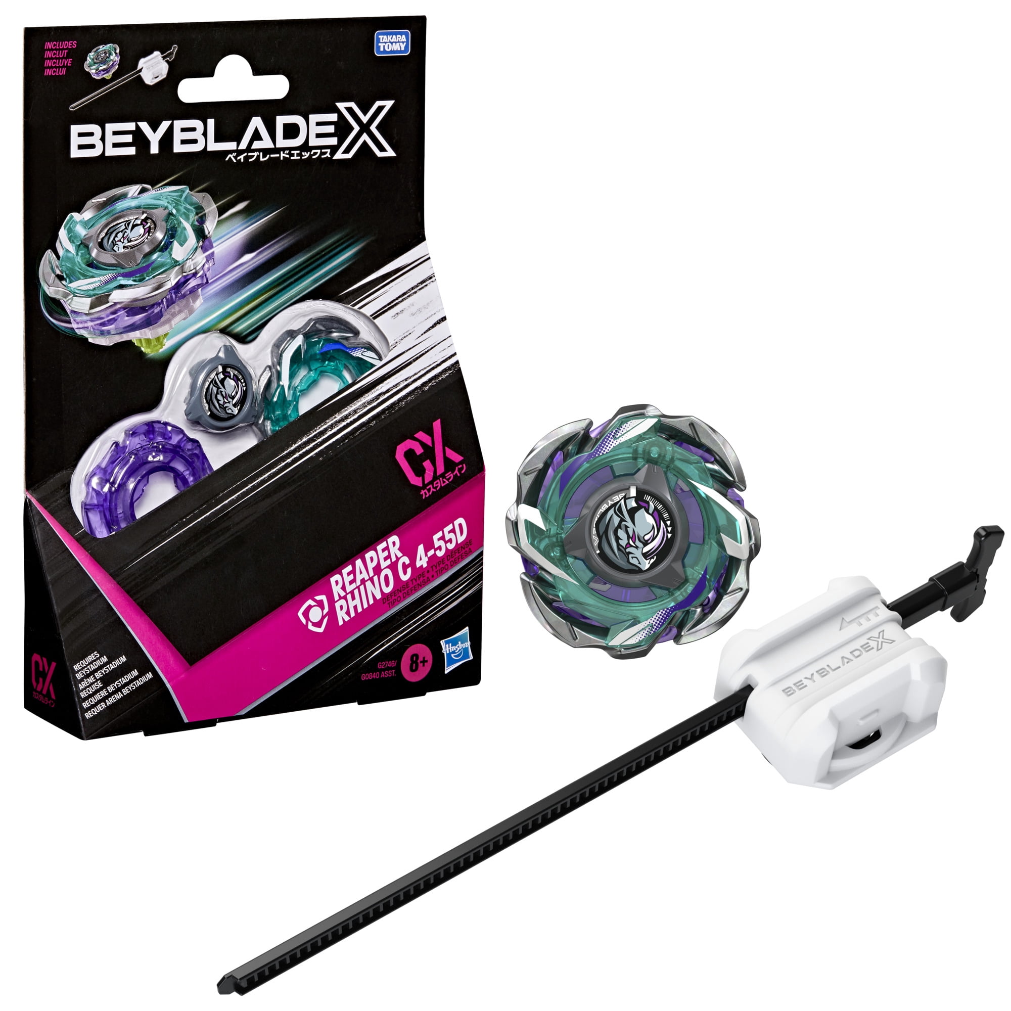 Beyblade X Reaper Rhino C 4-55D CX Starter Pack Top and Launcher