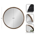 thumbnail image 5 of Kate and Laurel Hutton Round Decorative Wooden Frame Wall Mirror, 30 Inch Diameter, Natural Rustic, Modern Circle Bathroom Mirror for Over Sink with Thick Frame Profile, 5 of 8